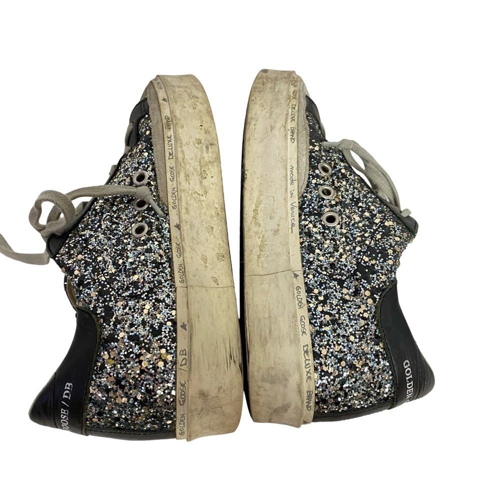 Golden Goose Hi Star D Glitter Sneakers Womens Size 5 35 Vigna Silver Black Shoe - Picture 7 of 16